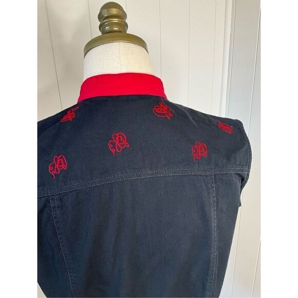 Vtg Ozark Mountain Jean Company Womens Medium Embroidered Vest Denim Blue Button - Picture 6 of 10